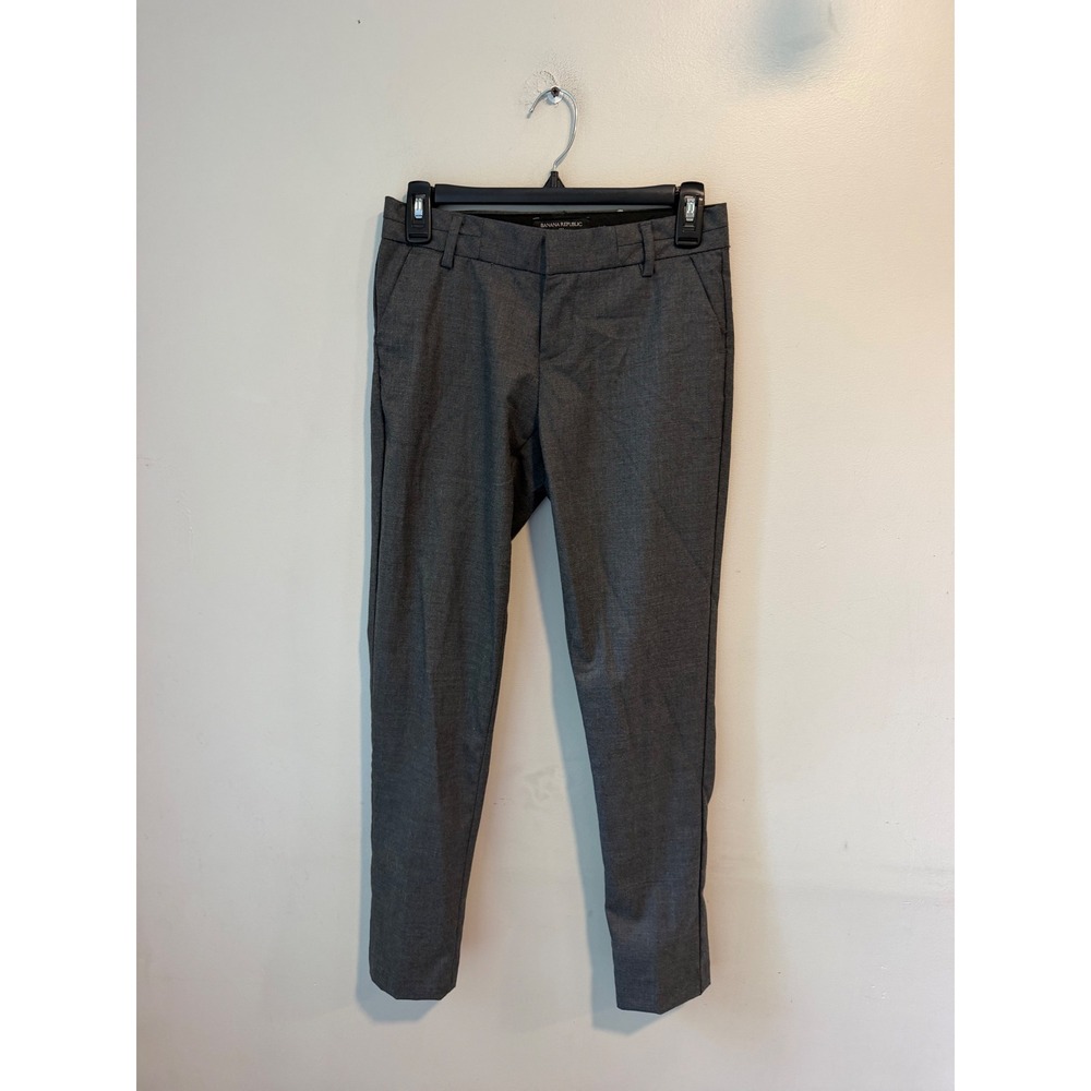 Banana Republic Martin Fit Gray Dress Pants Women Petite 0P Straight Leg Office